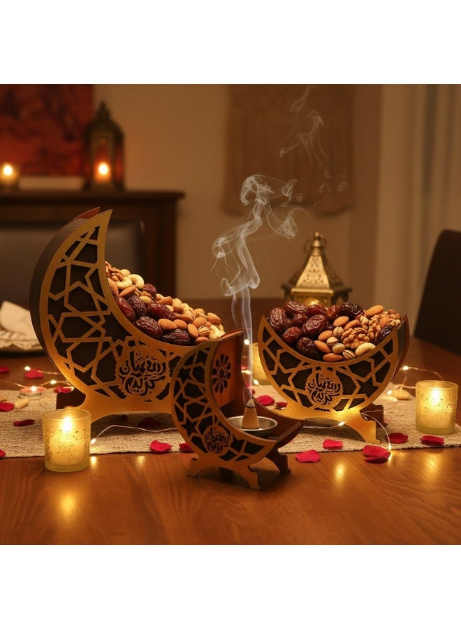 Ramadan wooden decorative set ( incense burner holder+candy bowl+Tissue holder) - Image 4